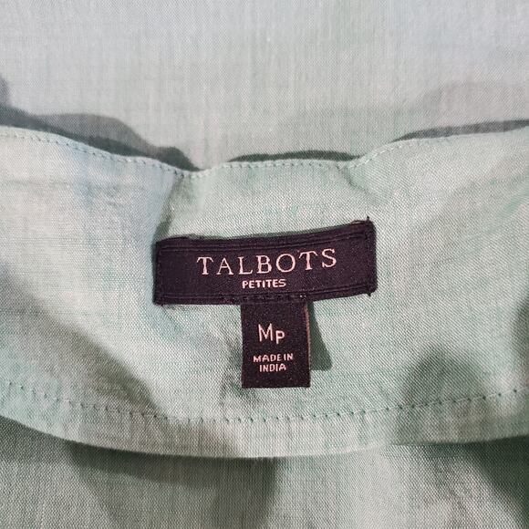 Talbots Womens Embroidered 100% Cotton Peasant Top Size MP Green Boho Hippie - Picture 6 of 9